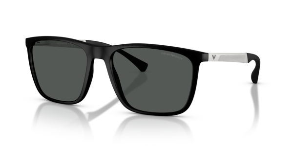 Óculos de sol Emporio Armani EA4150, formato quadrado, armação em acetato preto e branco, lente verde escura
