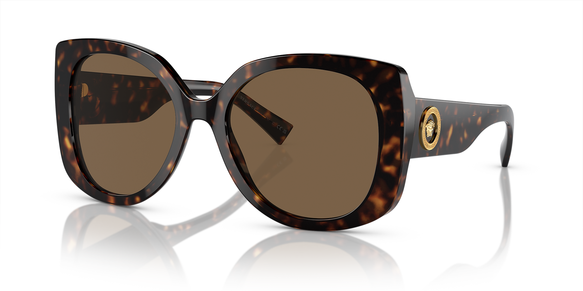 Versace VE4387 56 Dark Brown & Havana Sunglasses | Sunglass Hut USA