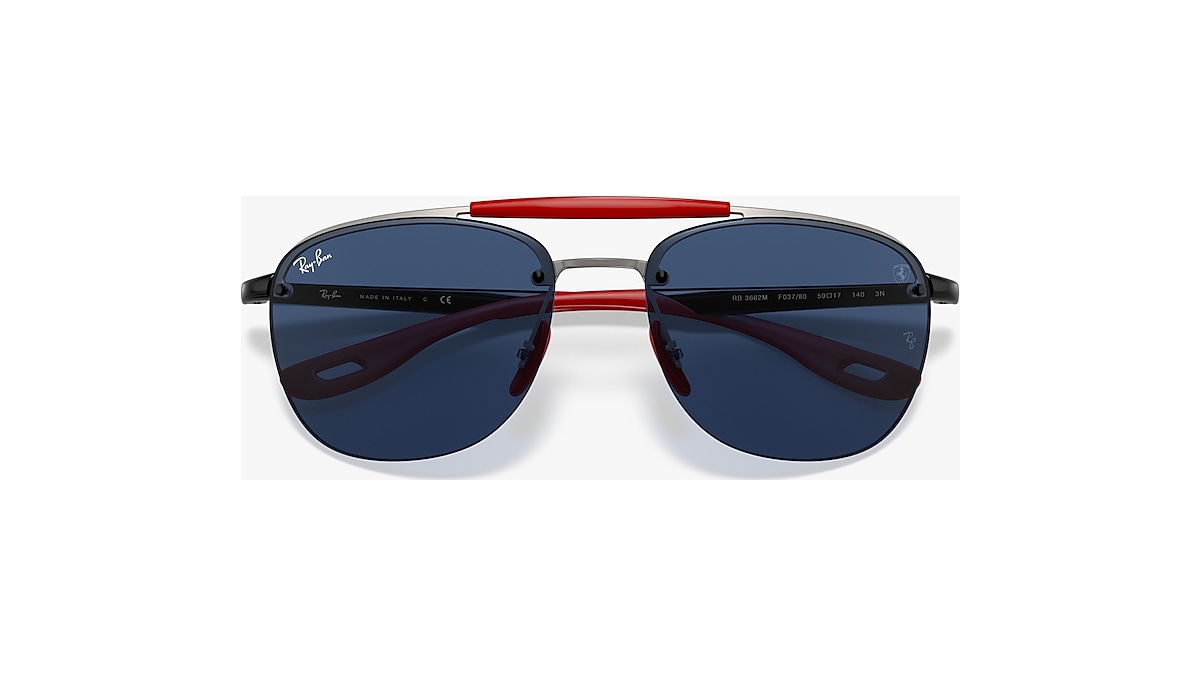 RAY-BAN RB3662M Scuderia Ferrari Collection Gunmetal - Man Sunglasses, Dark  Blue Classic Lens