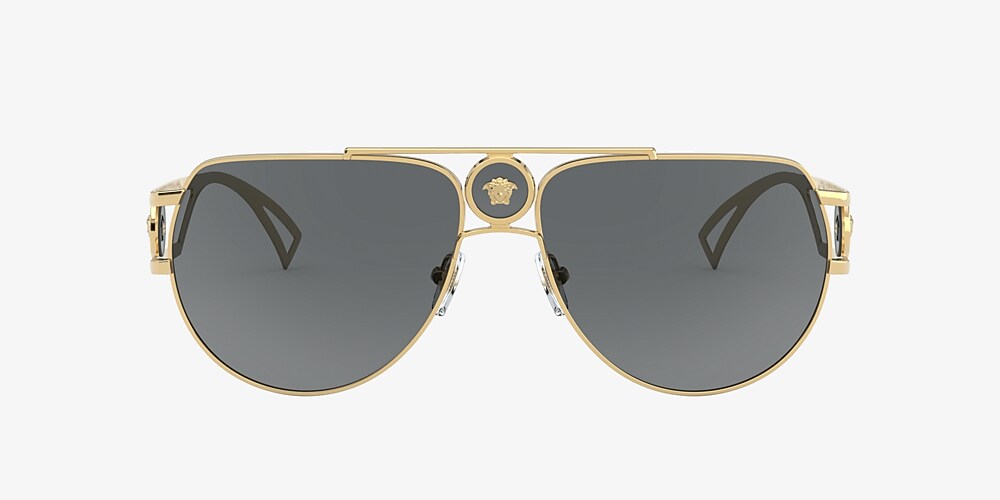 Versace VE2225 60 Grey & Gold Sunglasses | Sunglass Hut USA