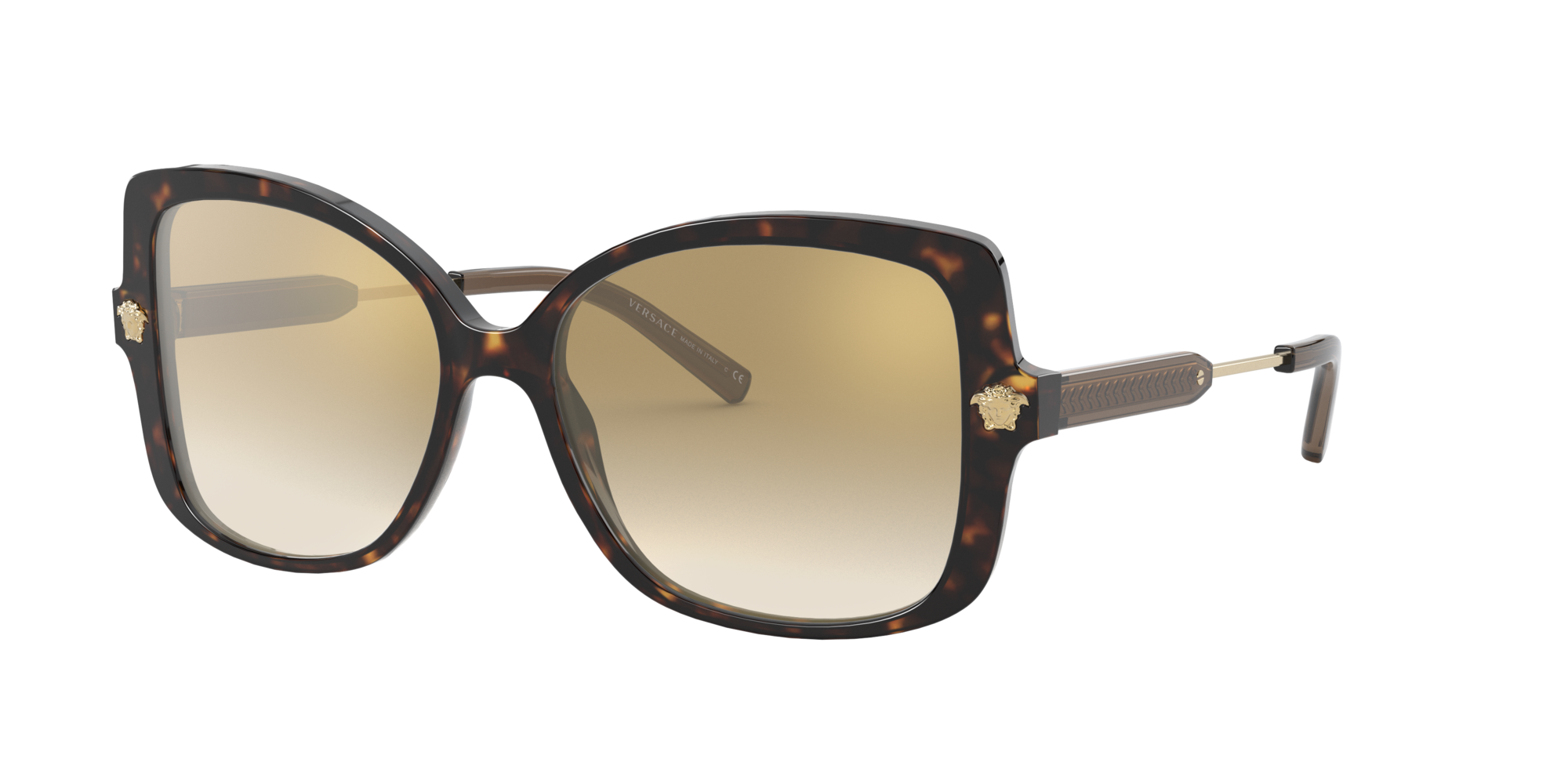 Versace Acetate Butterfly Sunglasses In Brown Gradient Mirror Gold