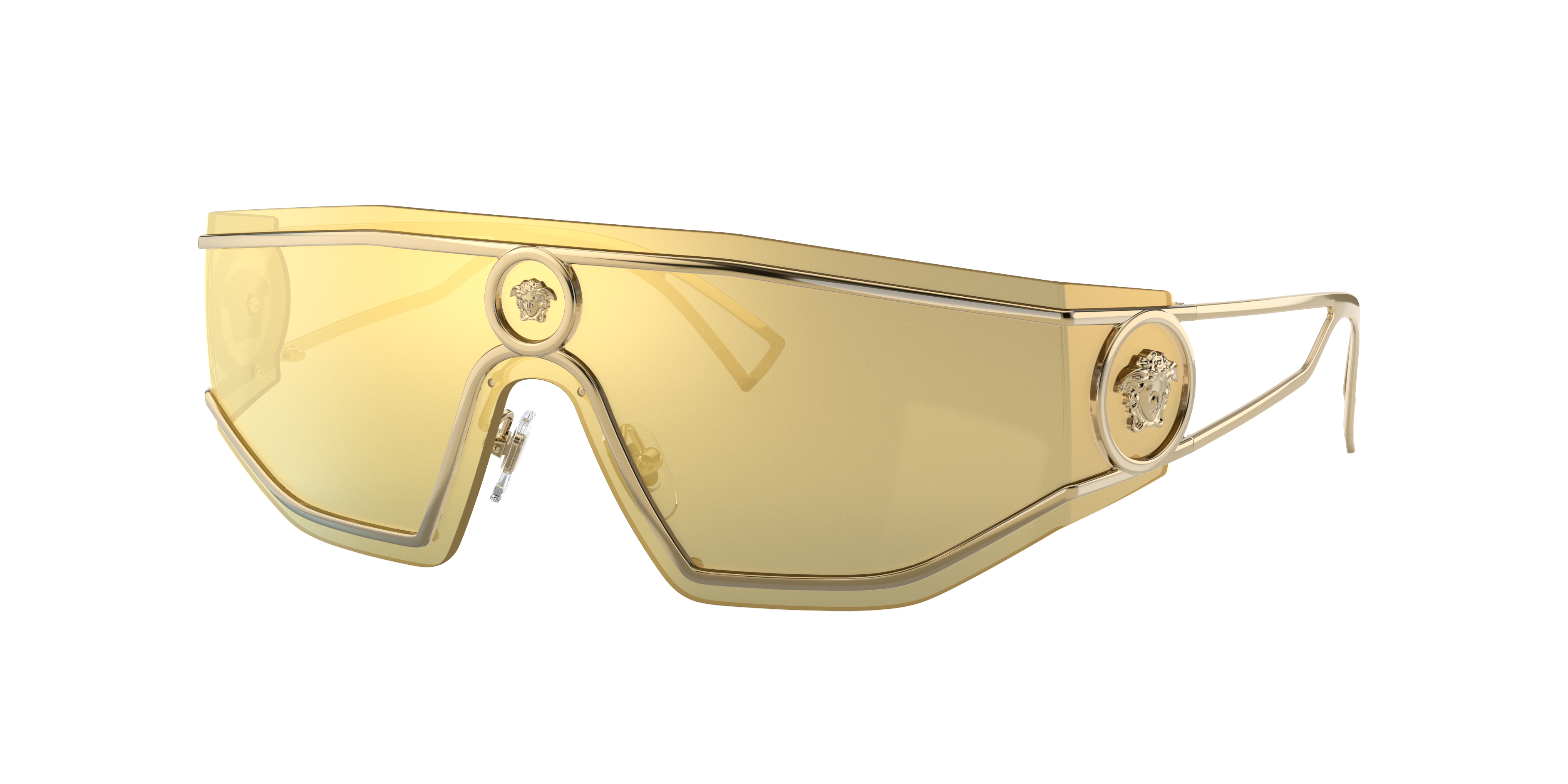 Shop Versace Man Sunglass Ve2226 In Brown Mirror Gold