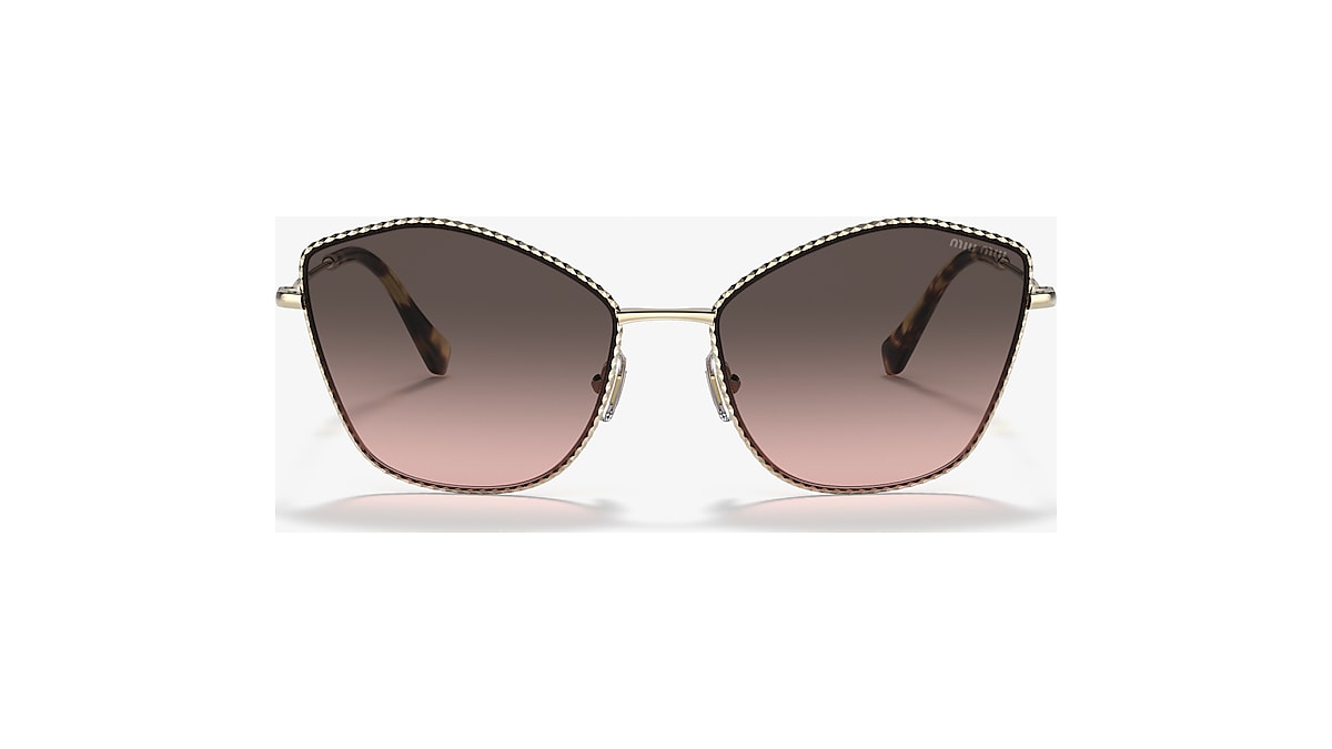 MIU MIU MU Pale Gold - Female Luxury Sunglasses, Pink Gradient Grey Lens