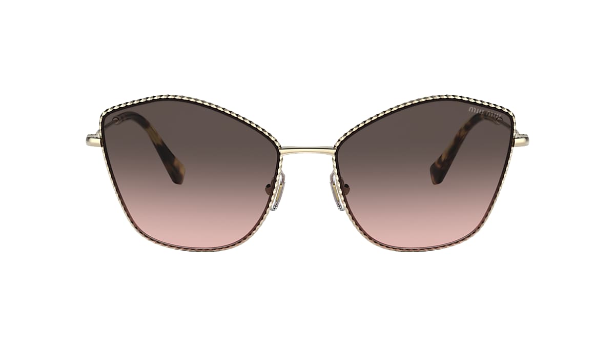 Miu Miu MU 60VS 60 Pink Gradient Grey & Pale Gold Sunglasses 