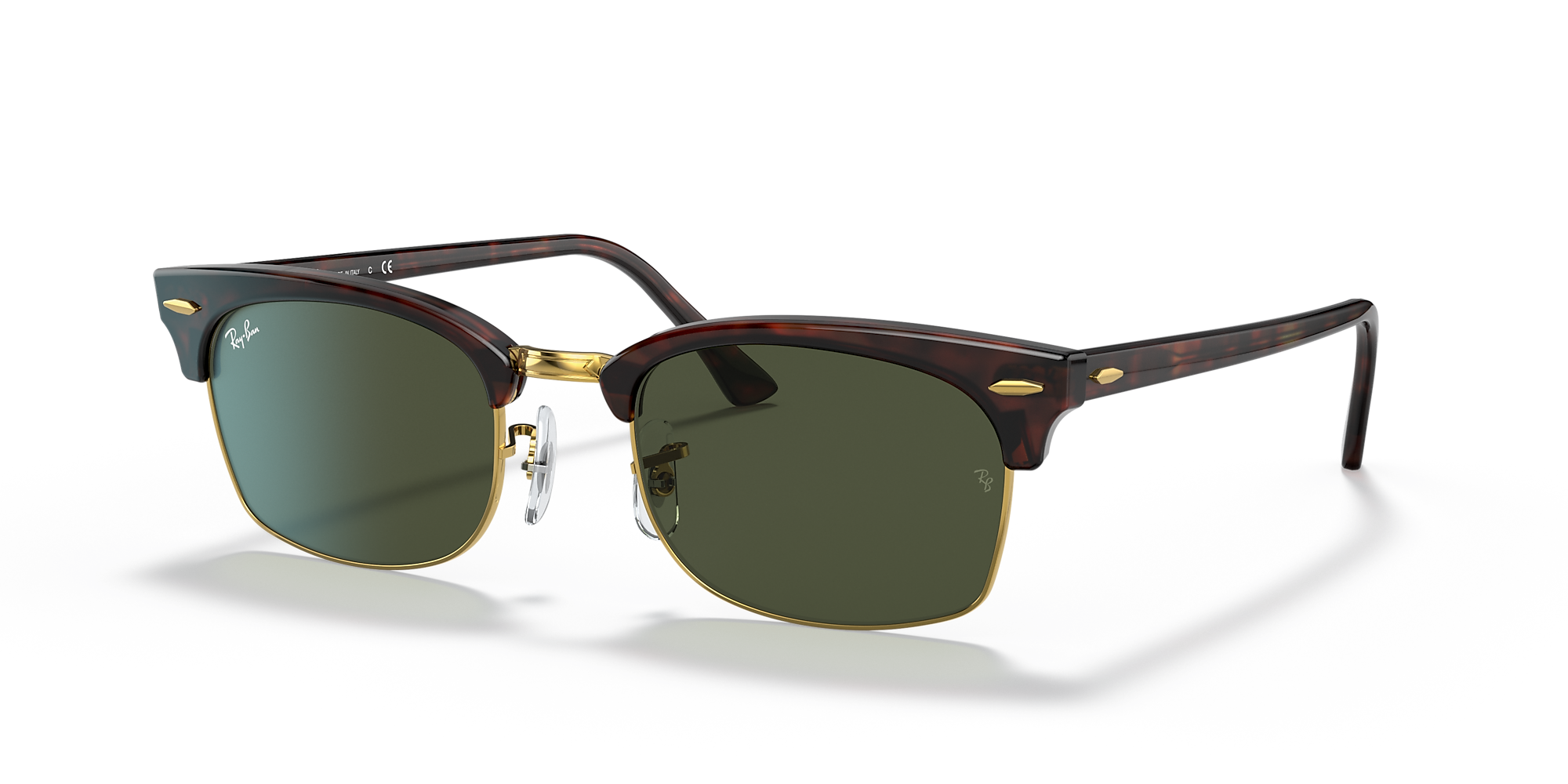 Ray-Ban RB3916 Clubmaster Square Legend Gold 52 Green & Tortoise ...