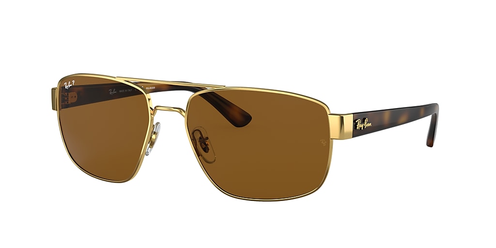 Ray-Ban RB3663 60 Brown & Gold Polarized Sunglasses | Sunglass Hut USA
