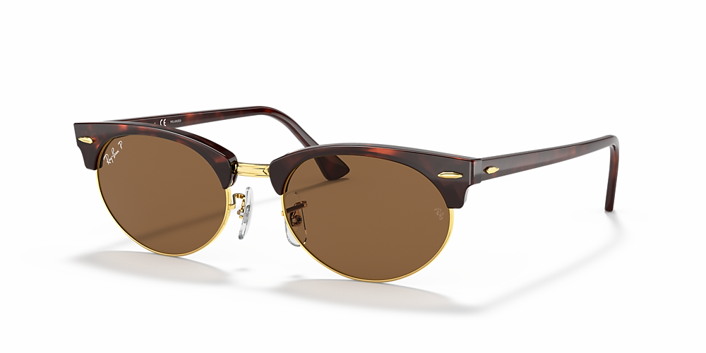 Ray-Ban RB3946 Clubmaster Oval 52 Brown & Tortoise Polarized Sunglasses |  Sunglass Hut USA