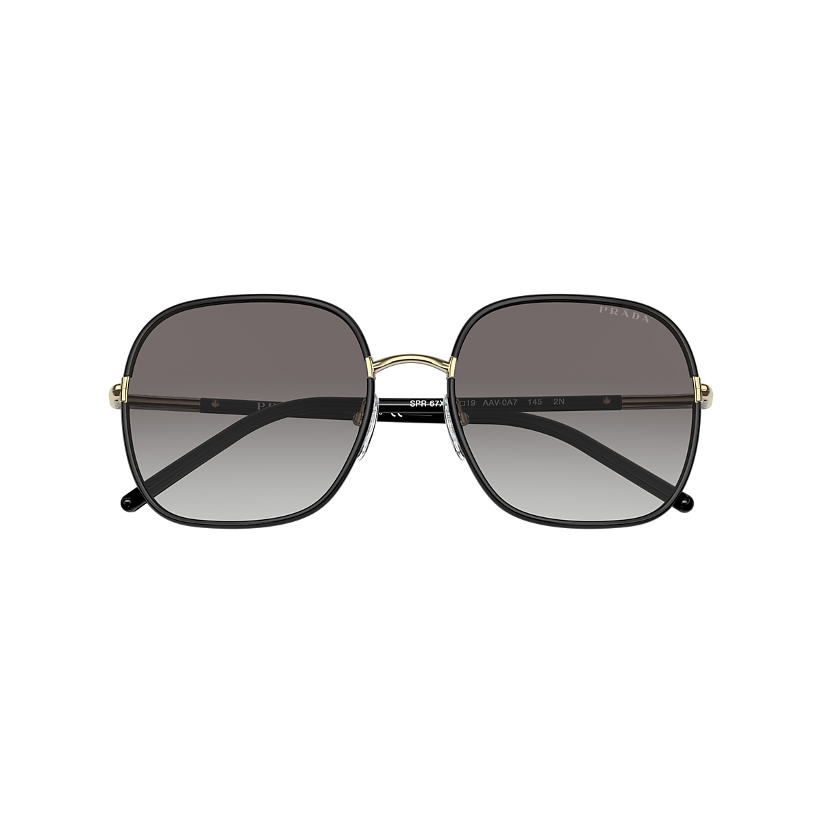 Prada PR 67XS 58 Grey Gradient & Pale Gold/Black Sunglasses 