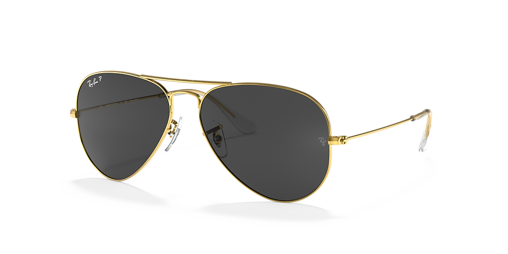 Ray-Ban RB3025 Aviator Classic 58 Black & Gold Polarised Sunglasses