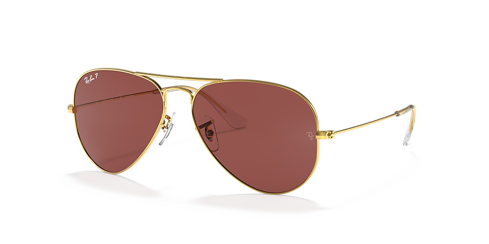 Ray-Ban RB3025 Aviator Classic 58 Violet & Gold Polarised Sunglasses |  Sunglass Hut United Kingdom