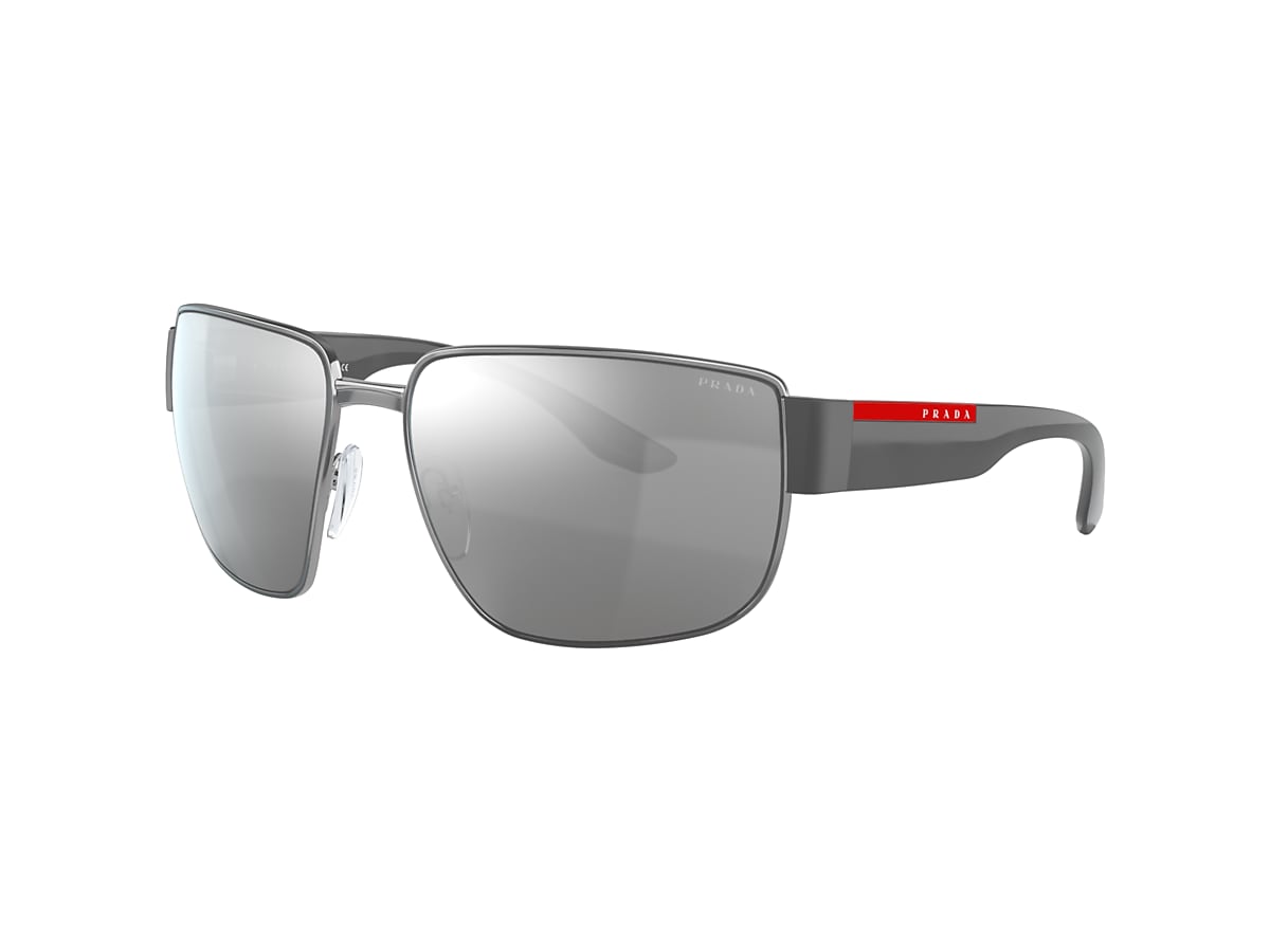 Prada Linea Rossa PS 56VS 62 Light Grey Mirror Silver Gunmetal