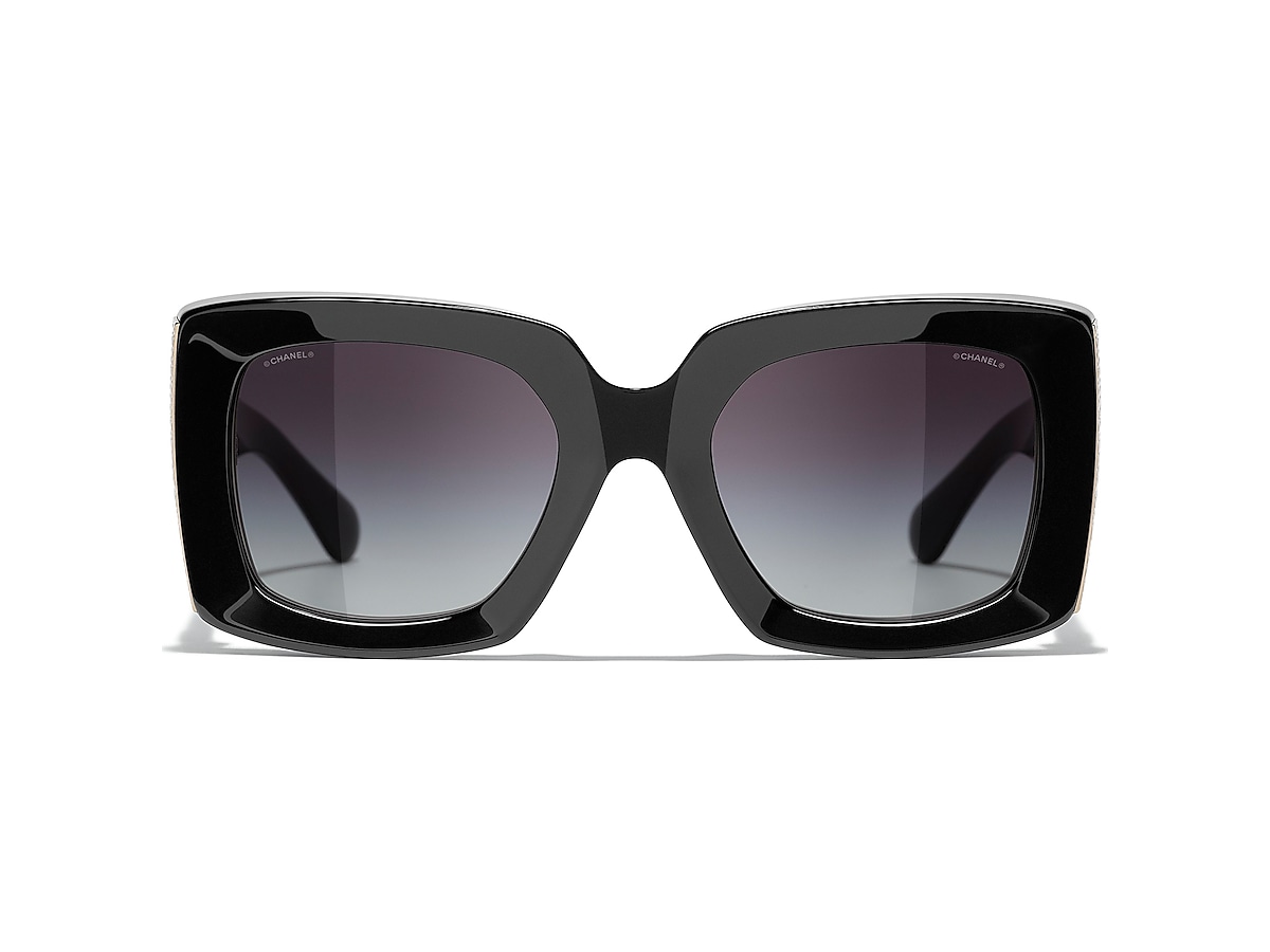 Chanel Rectangle Sunglasses CH5435 53 Grey & Black & Gold