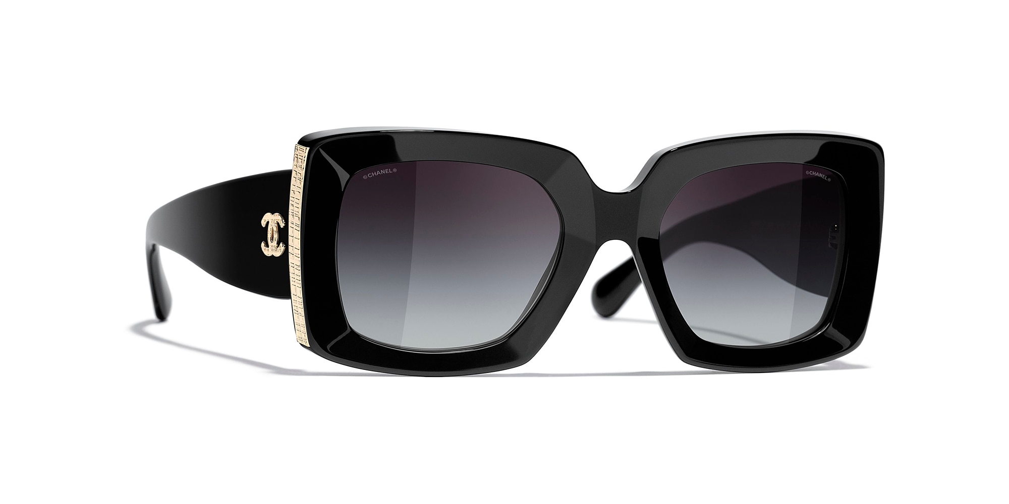 Chanel Rectangle Sunglasses CH5435 53 Grey  Black  Gold Sunglasses   Sunglass Hut Australia