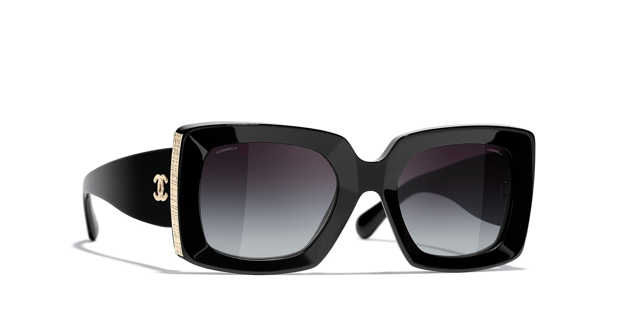 Black and shop gold chanel sunglasses