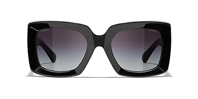 Chanel Rectangle Sunglasses CH5435 Grey-Black & Black & Gold Sunglasses ...