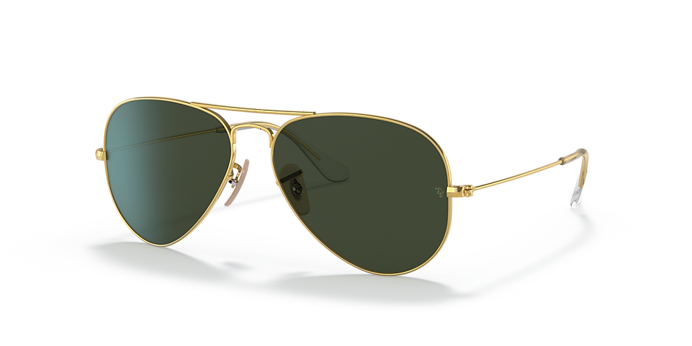 Ray-Ban RB3025 Aviator | Aviation Collection 58 Green & Gold Sunglasses |  Sunglass Hut USA