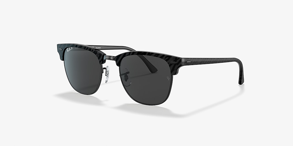 Ray-Ban RB3016 Clubmaster Classic 51 Black & Wrinkled Black On Black  Polarized Sunglasses