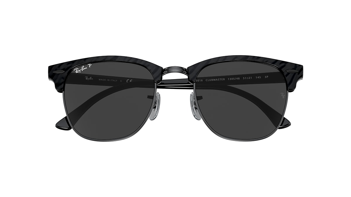 Narabar cykel direkte Ray-Ban RB3016 Clubmaster Classic 51 Black & Wrinkled Black On Black  Polarized Sunglasses | Sunglass Hut USA