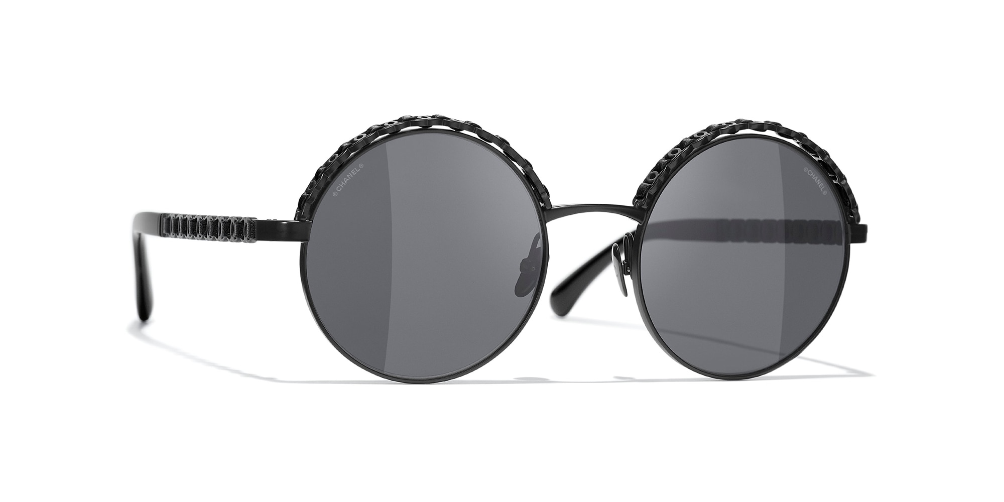 Chanel round cheap sunglasses pearl