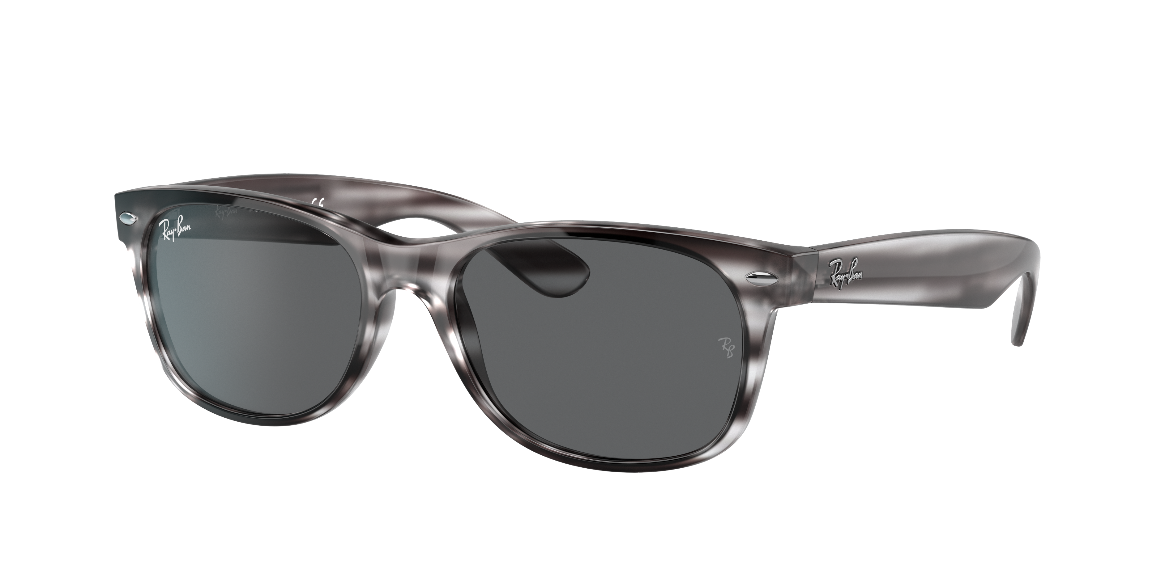 Ray-Ban Unisex RB2132 NEW WAYFARER COLOR MIX - Frame color: Grau gestreift, Lens color: Dunkelgrau, Size 5521- Nylon