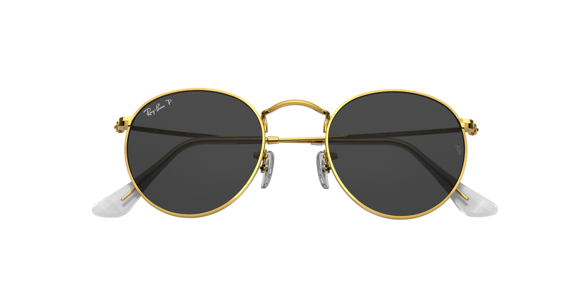 ray ban round gold black