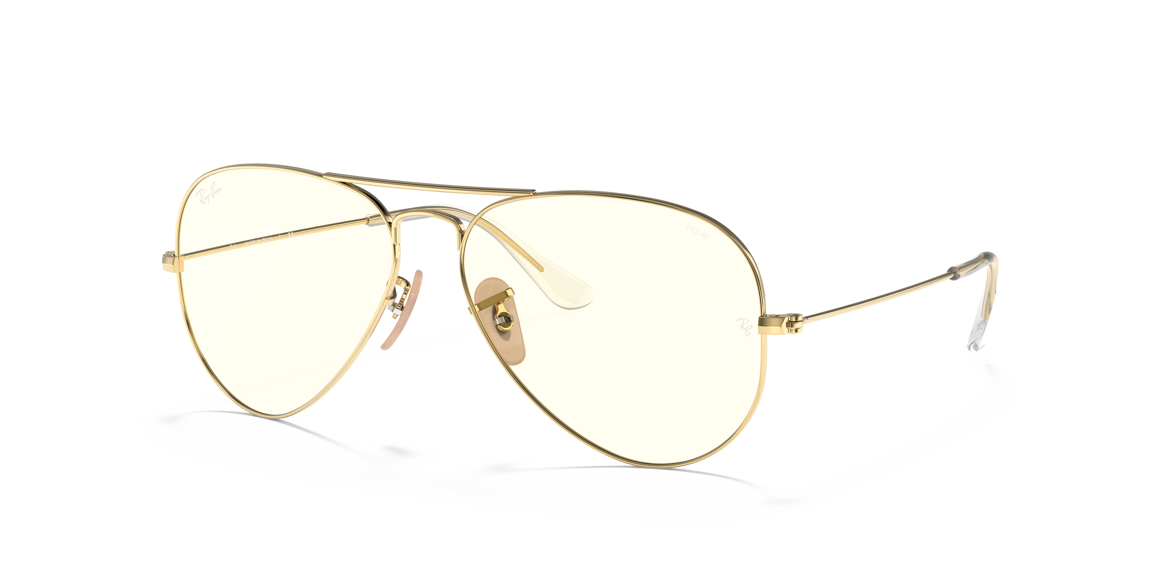 NEW GOLD AVIATOR FRAME ROUND PILOT STYLE GLASSES CLEAR LENS QUALITY NOSE GUARD 