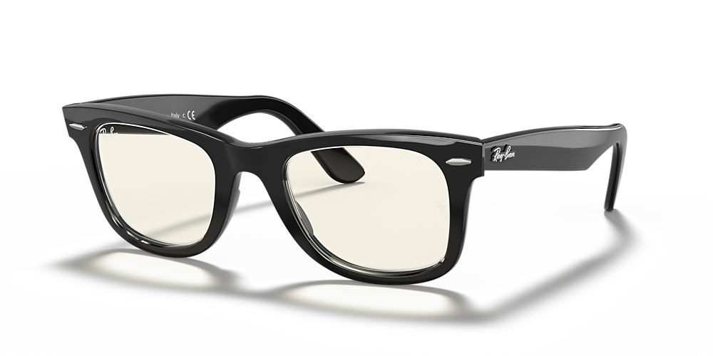 RAY-BAN RB2140 Wayfarer Clear Evolve Black - Sunglasses, Clear Grey Lens