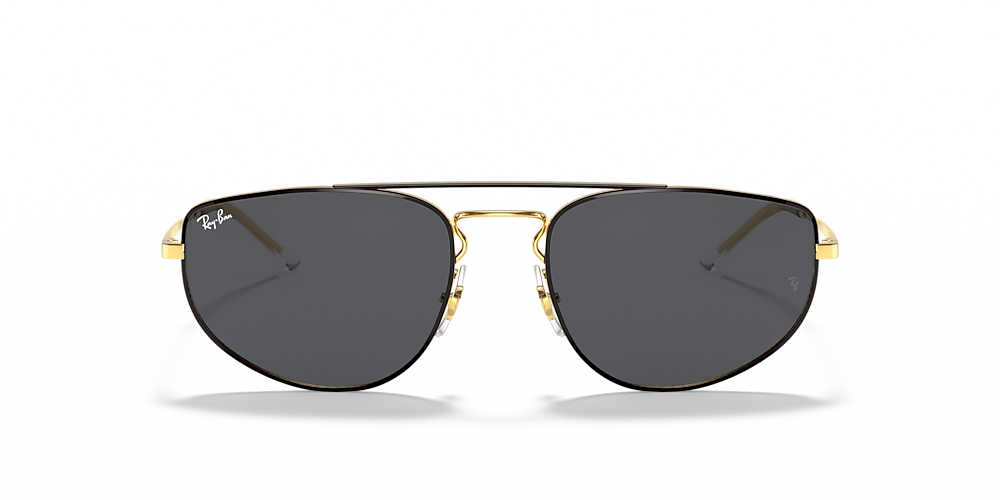 Ray-Ban RB3668 55 Dark Grey & Black On Gold Sunglasses | Sunglass Hut USA