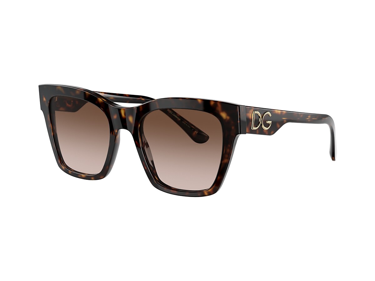 DOLCE & GABBANA スクエアフレムサンクラス 0DG4384 50213 DOLCE & GABBANA DG4384 502 13 Havana Square 53 mm Women's