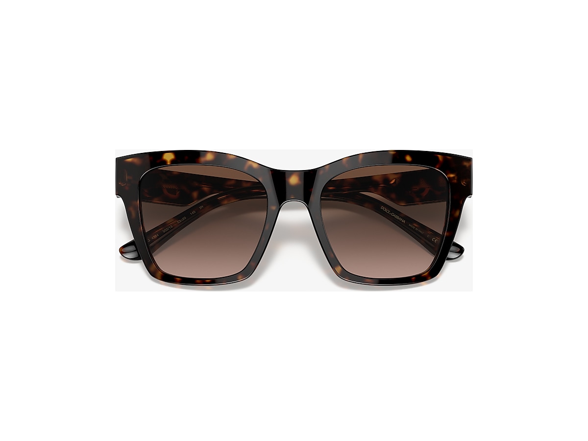 DOLCE&GABBANA DG4384 Havana - Female Luxury Sunglasses, Gradient Brown Lens