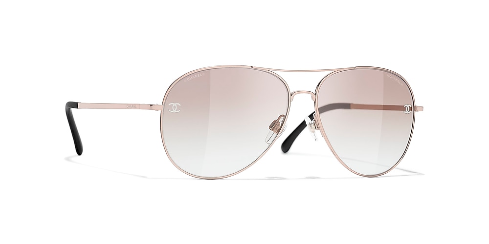 Chanel Pilot Sunglasses CH4189TQ 59 Beige & Pink Gold Sunglasses
