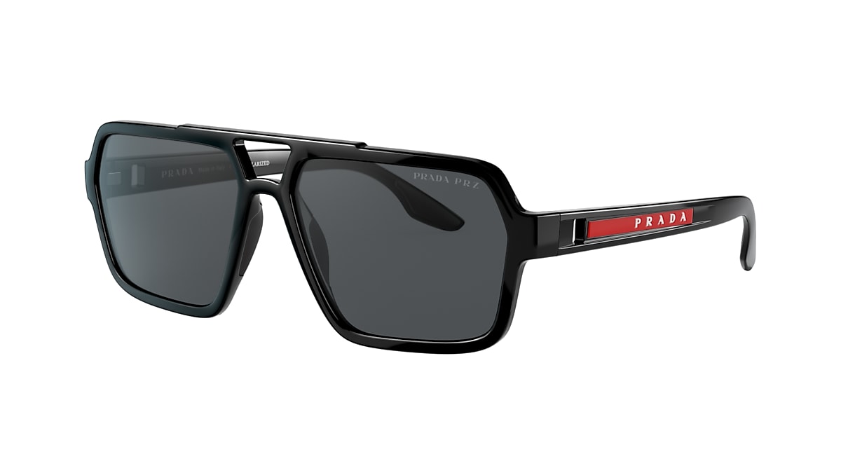 PRADA LINEA ROSSA PS 01XS Black - Men Sunglasses, Polarized Dark Grey Lens