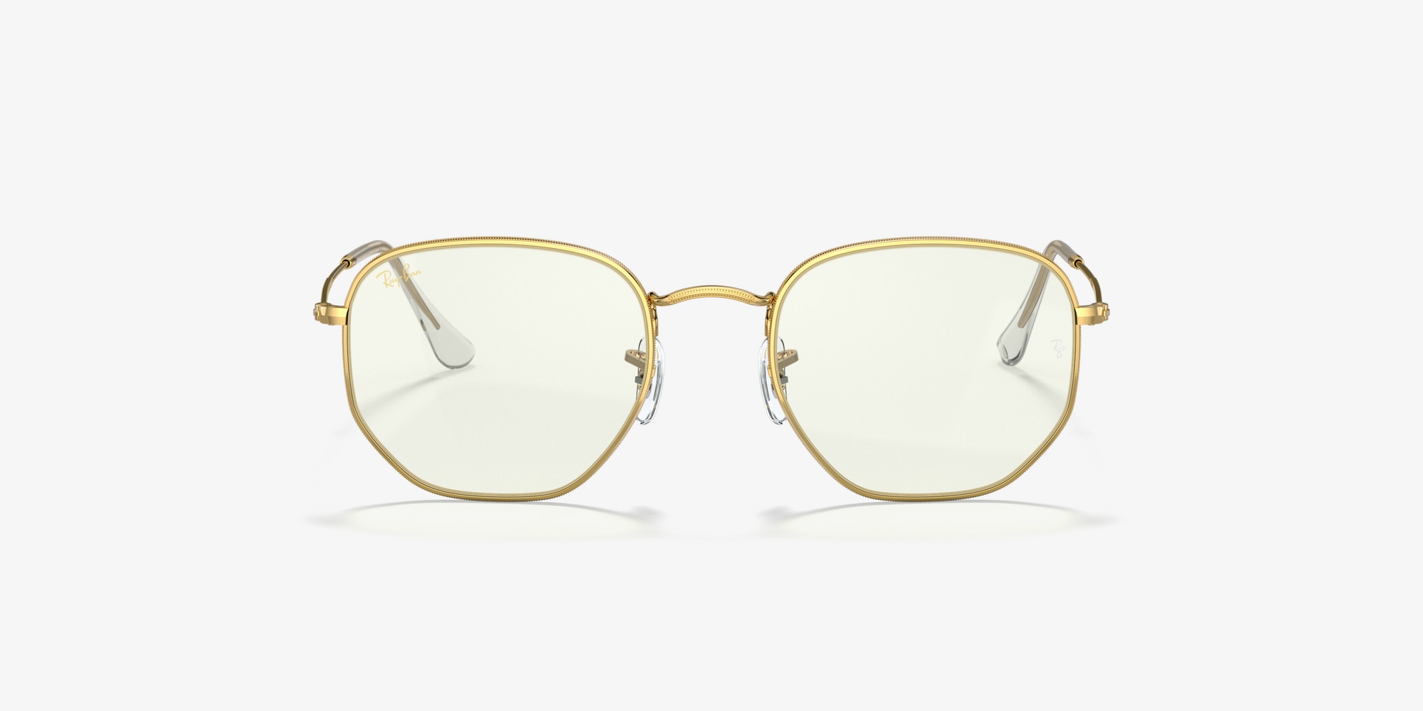 ray ban clear and gold