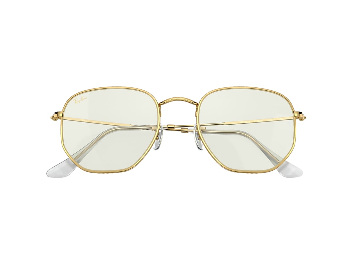 Ray-Ban RB3548 Hexagonal Blue-Light Clear 51 Clear & Gold