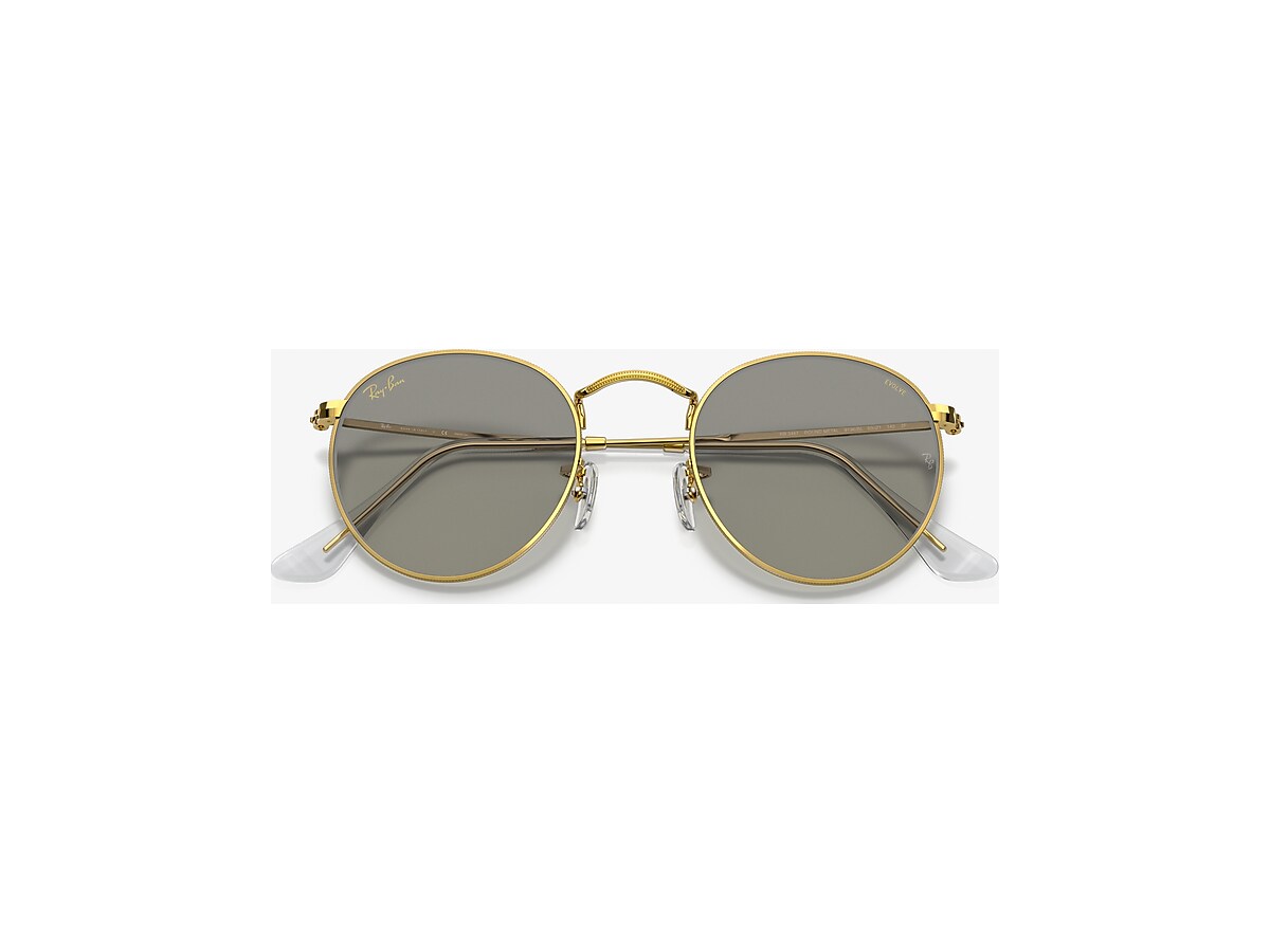 Ray-Ban RB3447 Round Blue-Light Clear Evolve 50 Clear & Gold