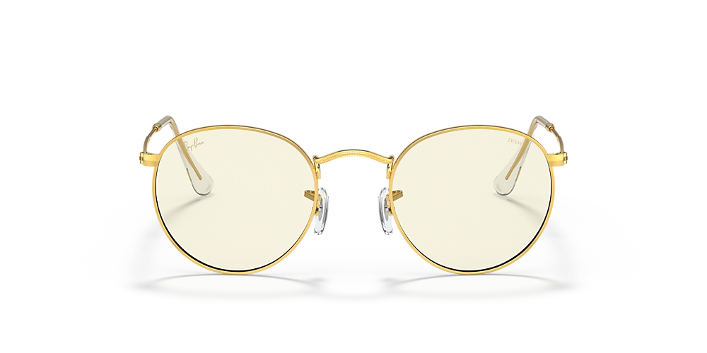 Ray-Ban RB3447 Round Blue-Light Clear Evolve 50 Clear & Gold 