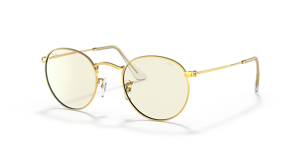 Ray-Ban RB3447 Round Blue-Light Clear Evolve 50 Clear & Gold