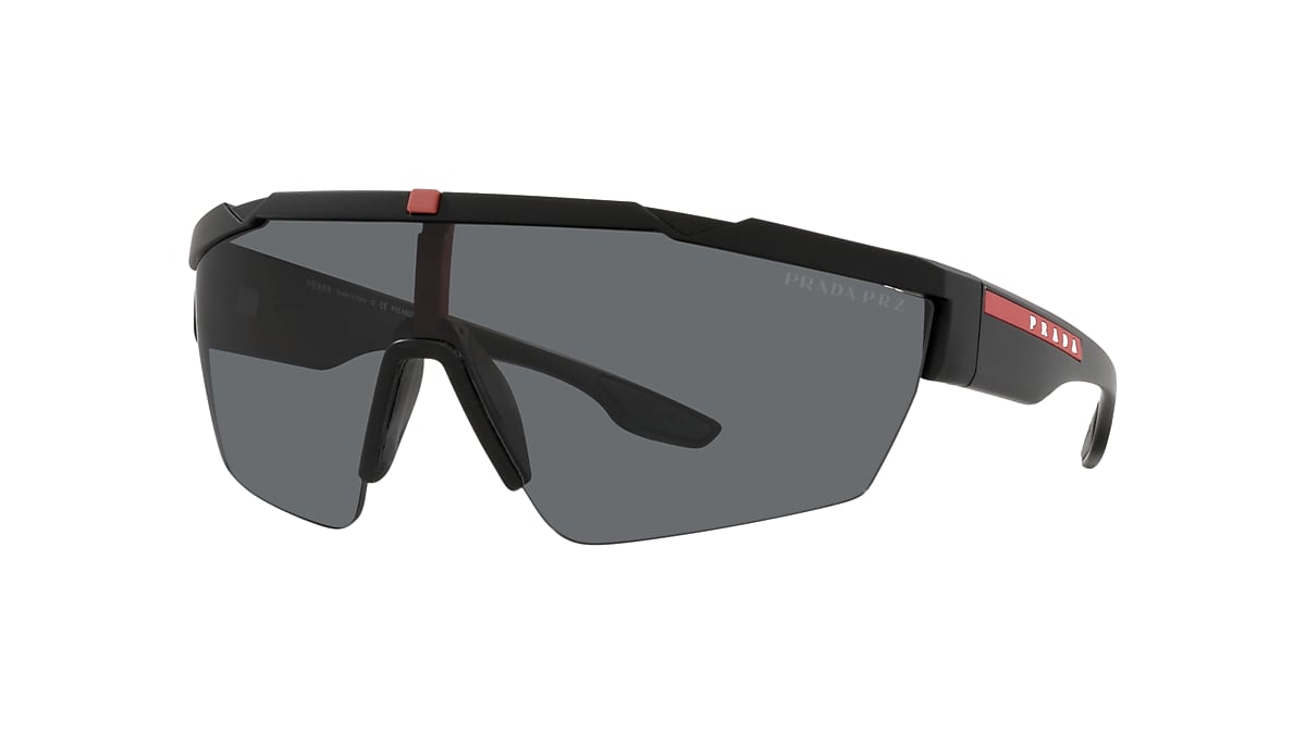 Prada Linea Rossa PS 03XS 01 Polar Grey & Black Rubber Polarized Sunglasses  | Sunglass Hut USA