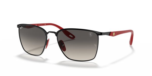 Óculos de sol Ray-Ban Scuderia Ferrari Collection RB3673M, formato quadrado, armação em metal preto, lente cinza degradê