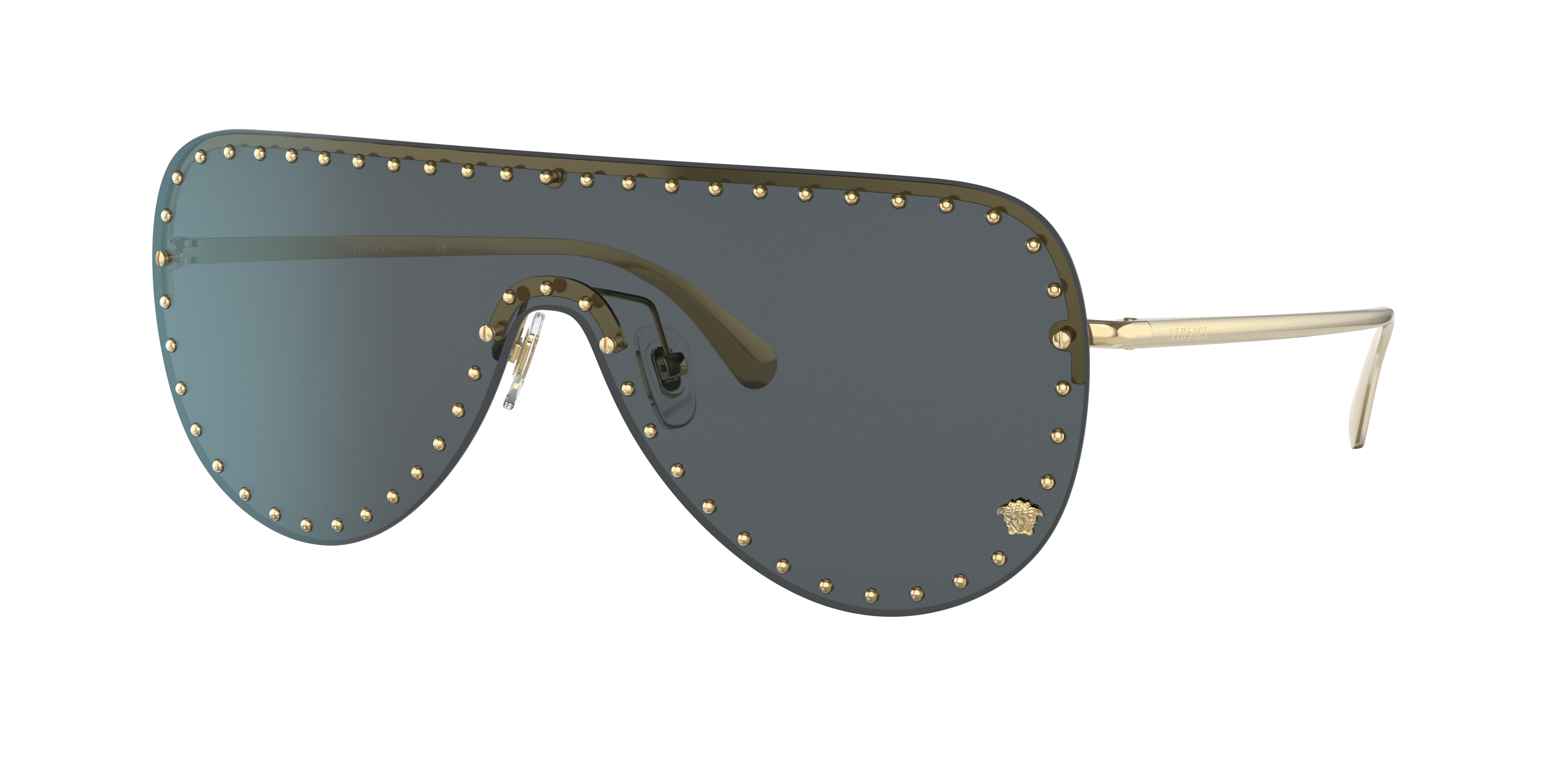 Versace VE2230B 100287 Gold/Dark Grey Shield Sunglasses