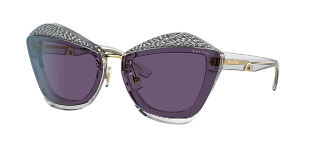 Miu Miu MU 01XS 67 Violet & Transparent Grey Sunglasses | Sunglass 