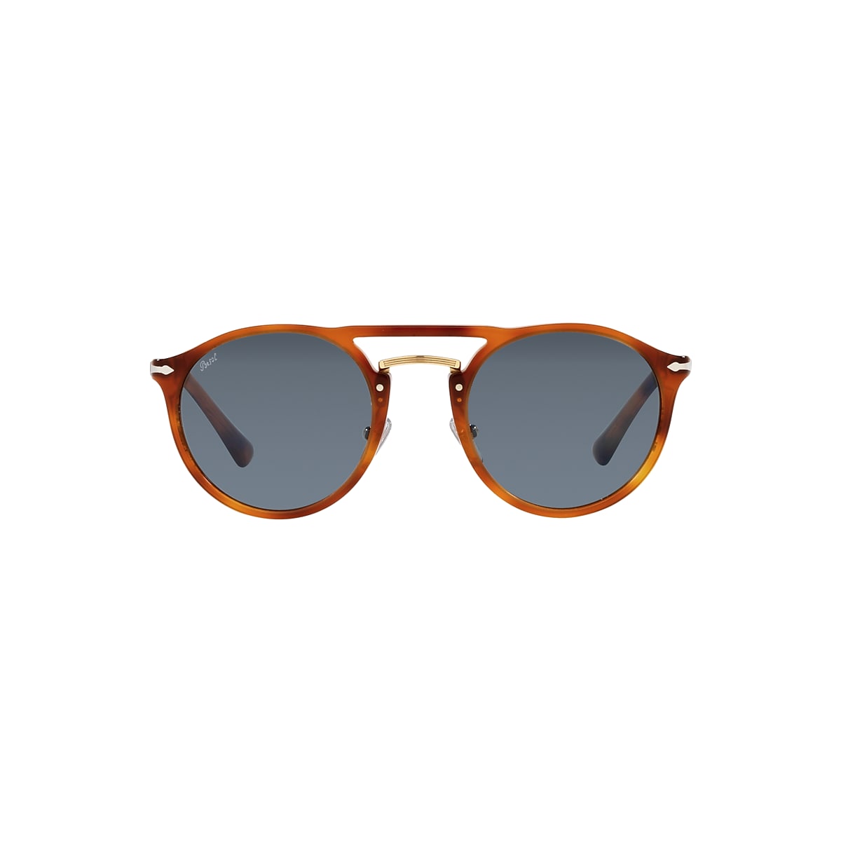 PERSOL PO3264S Terra Di Siena - Unisex Luxury Sunglasses, Light Blue Lens