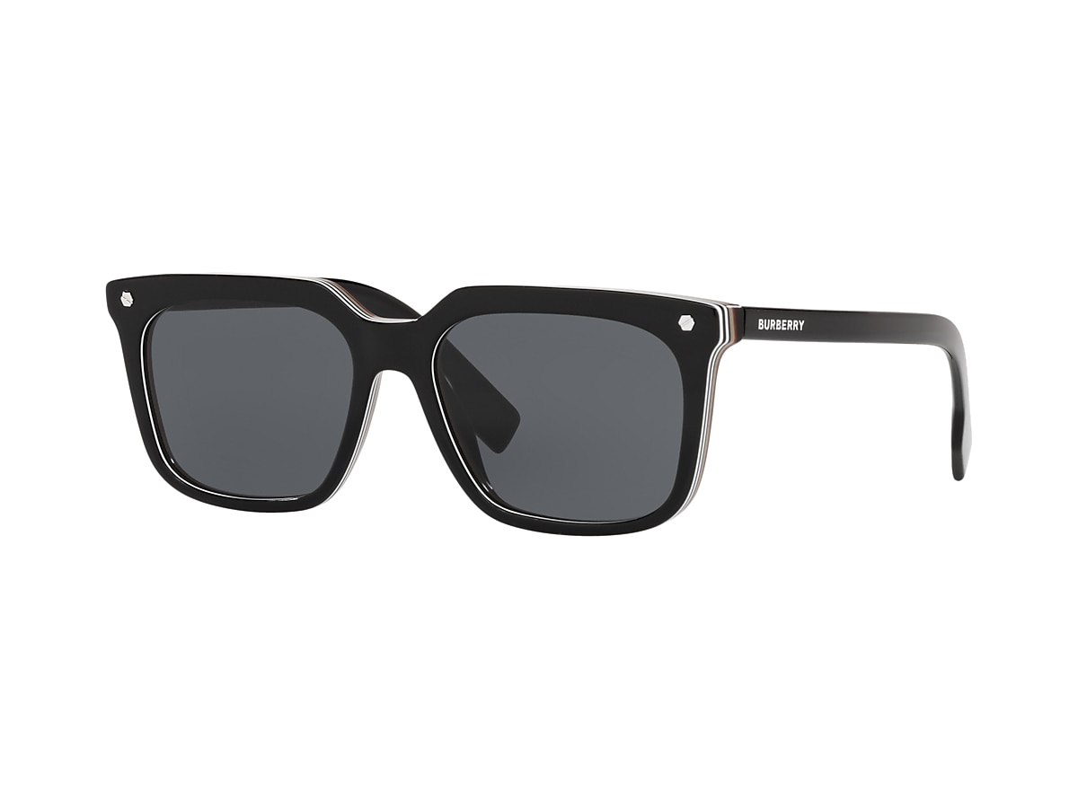 BURBERRY BE4337 Carnaby Black - Man Luxury Sunglasses, Dark Grey Lens