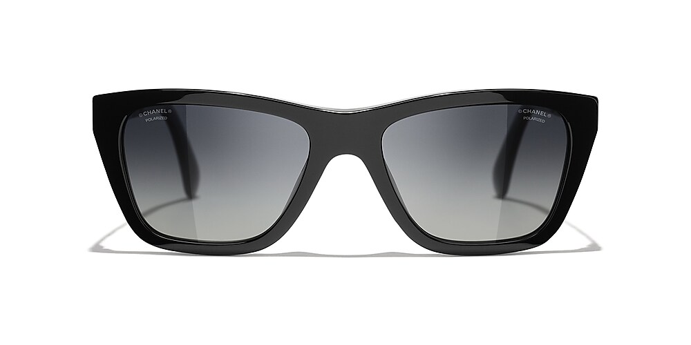 Chanel Rectangle Sunglasses CH5442 53 Grey & Black Polarised Sunglasses |  Sunglass Hut Australia
