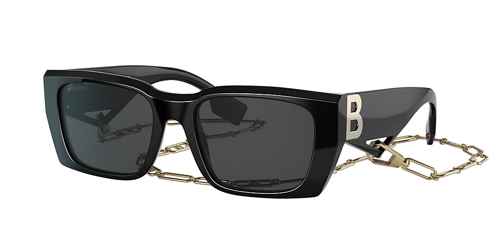 Burberry BE4336 Poppy 53 Dark Grigio & Black Sunglasses | Sunglass Hut ...
