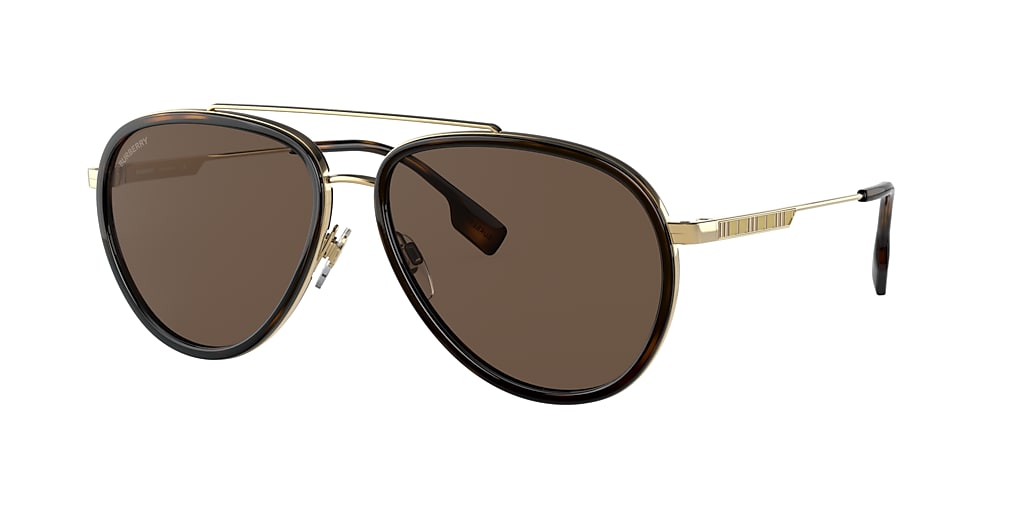 Burberry BE3125 Oliver 59 Dark Brown & Gold Sunglasses | Sunglass Hut ...