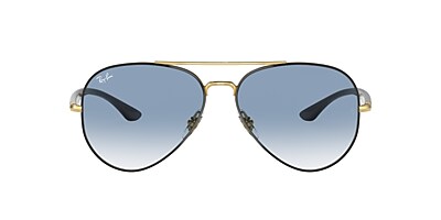 Ray-Ban RB3675 58 Light Blue & Black On Gold Sunglasses | Sunglass