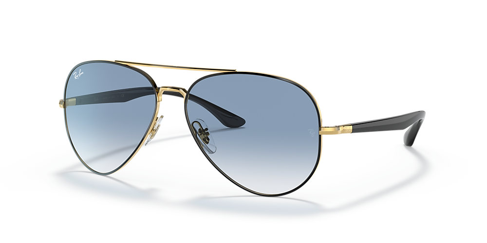 Ray-Ban RB3675 58 Light Blue & Black On Gold Sunglasses | Sunglass Hut USA