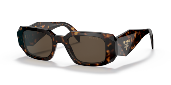 Óculos de sol Prada Symbole PR17WS, formato irregular, armação em acetato havana, lente marrom degradê
