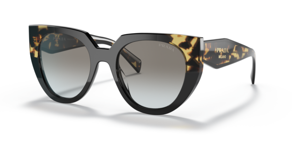 Óculos de sol Prada Logo PR14WS, formato cat-eye, armação em acetato havana, lente cinza antracite degradê